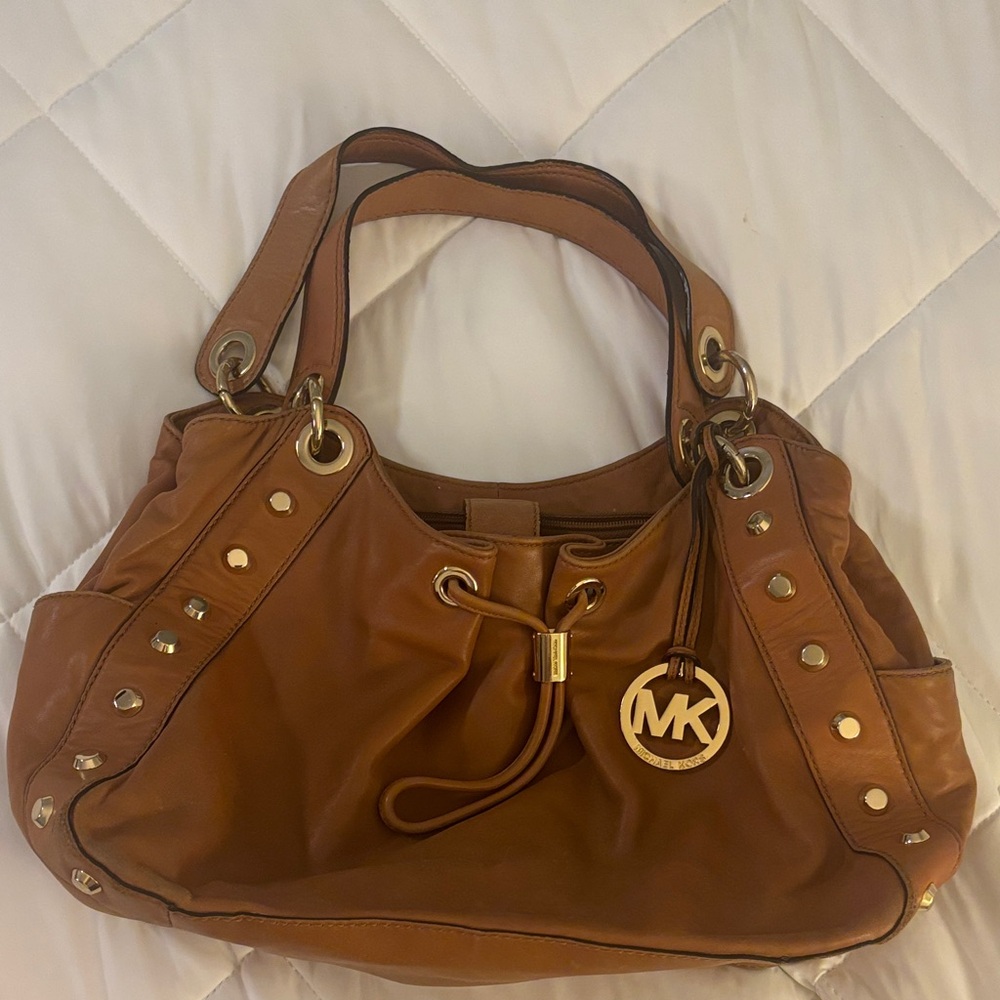 Michael Kors Tan Shoulder Bag with Gold Accents